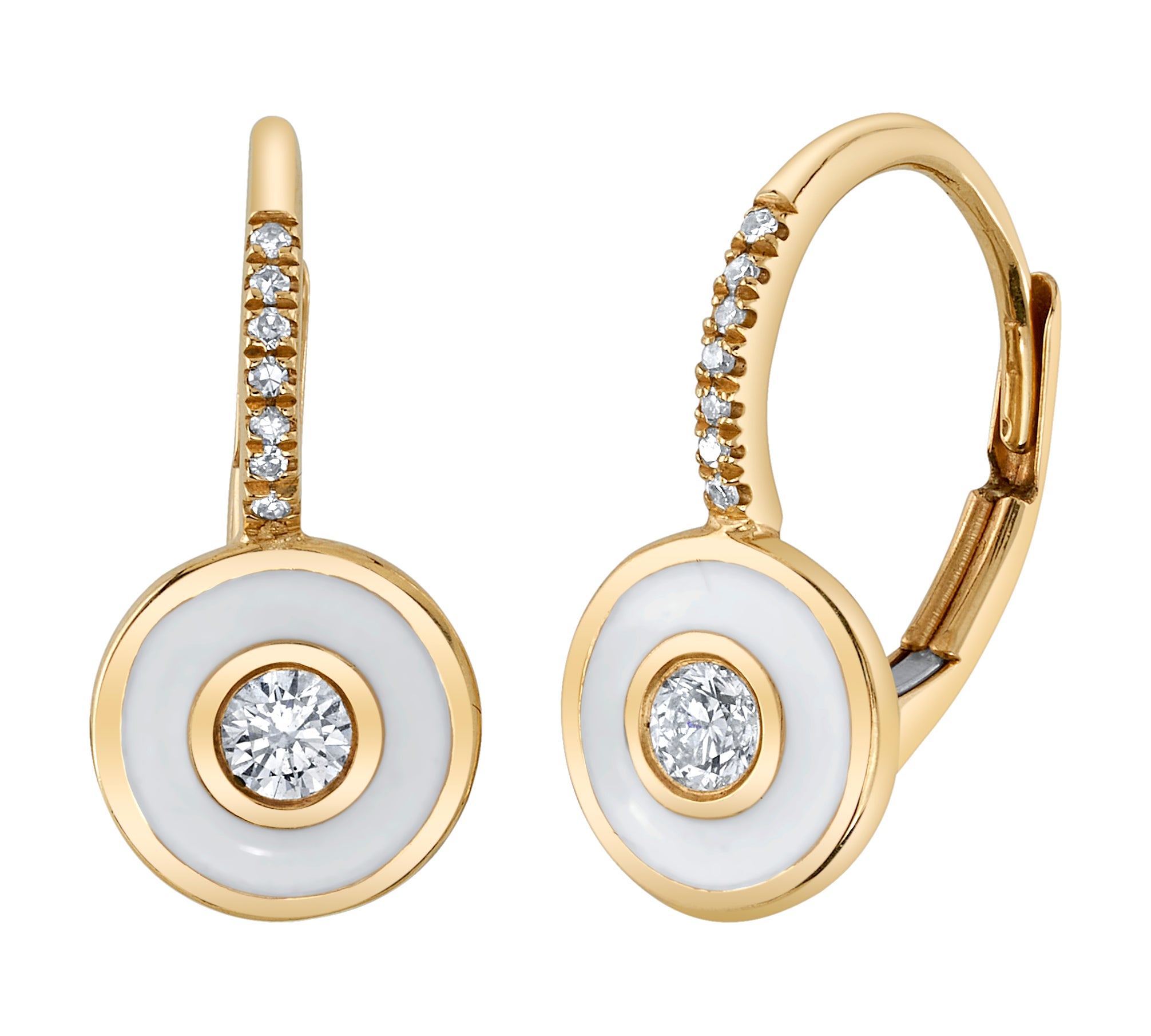 Diamond Enamel Bullseye Huggie Huggie Earrings Roseark Deux Pair  