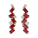 Ruby and Diamond Cluster Drops Statement Earrings Roseark Deux