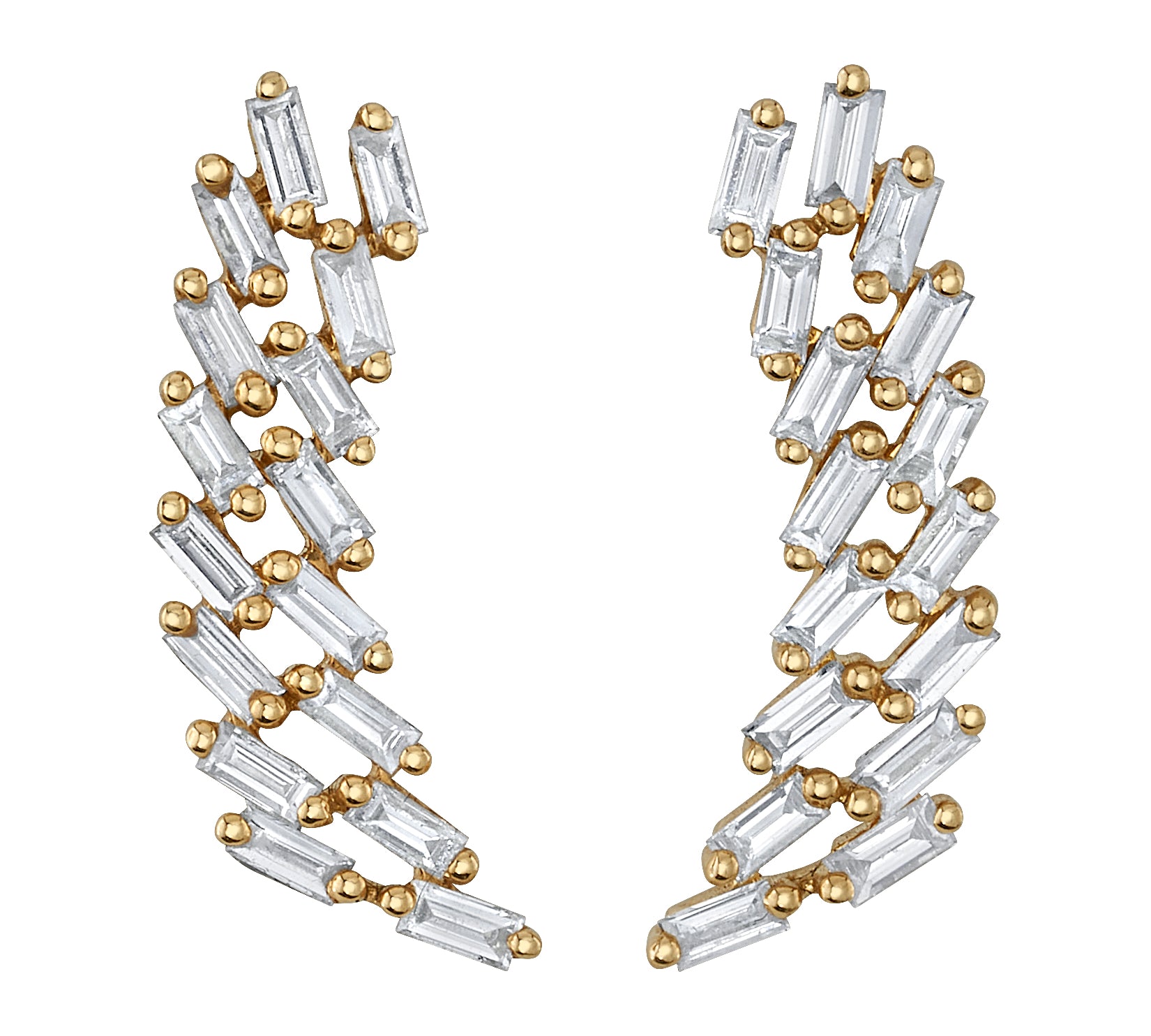 Diamond Baguette Cluster Earrings, Pair Drop Earrings Roseark Deux
