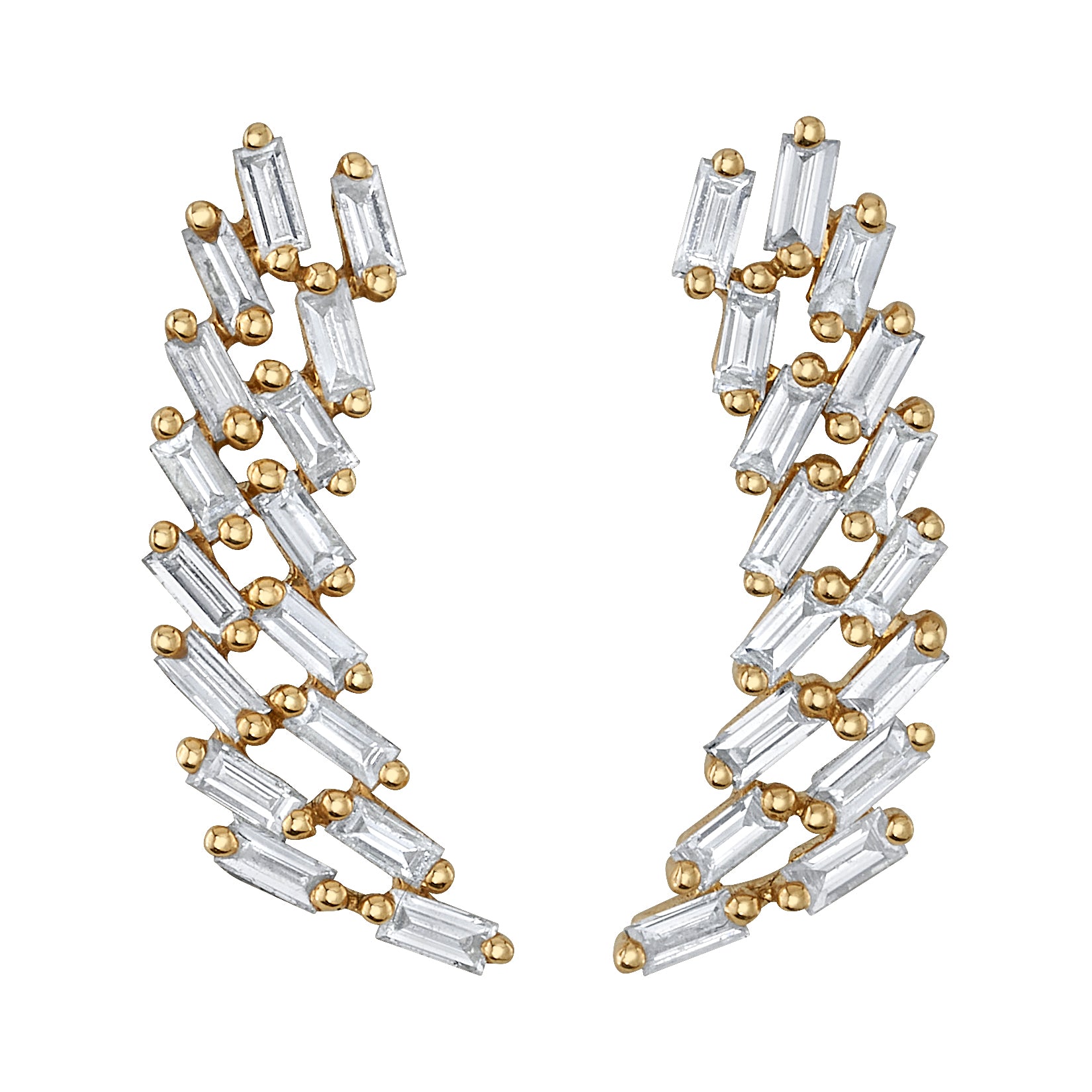 Diamond Baguette Cluster Earrings, Pair Drop Earrings Roseark Deux