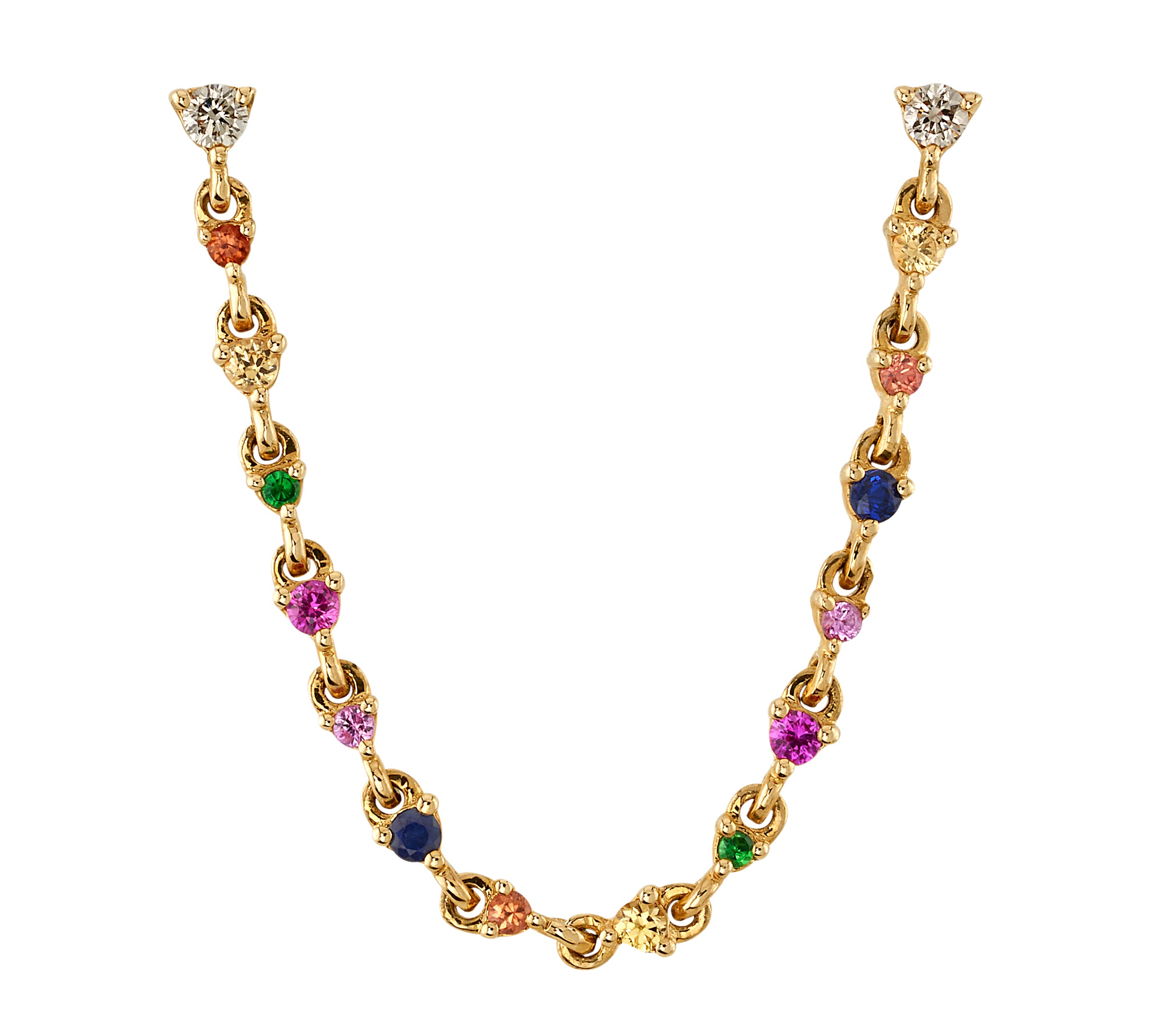 Rainbow Chain Linked Earring Drop Earrings Roseark Deux