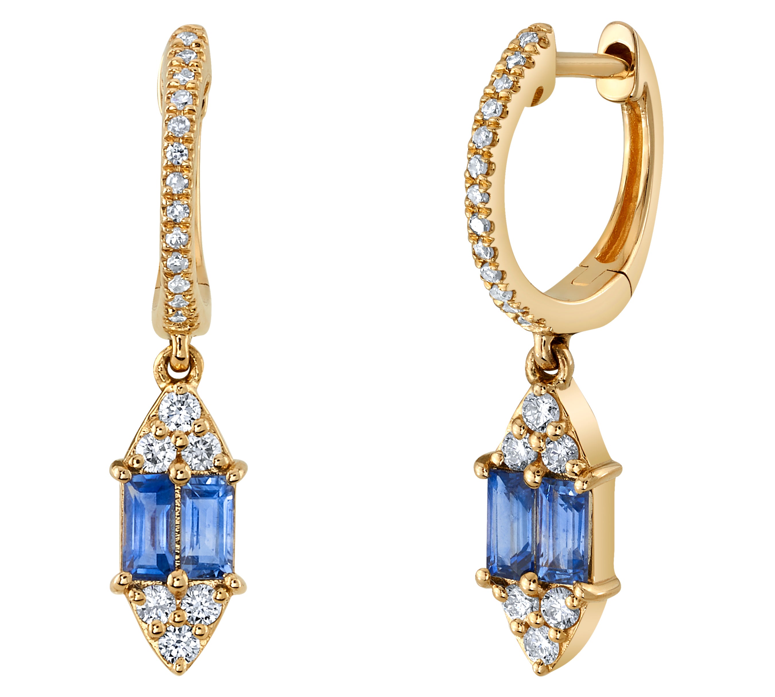 Stone Diamond Headlight-Drop Earring Huggie Earrings Roseark Deux Tanzanite Pair 