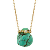 Turquoise Nugget Necklace with Diamonds Pendant Necklace Jill Hoffmeister