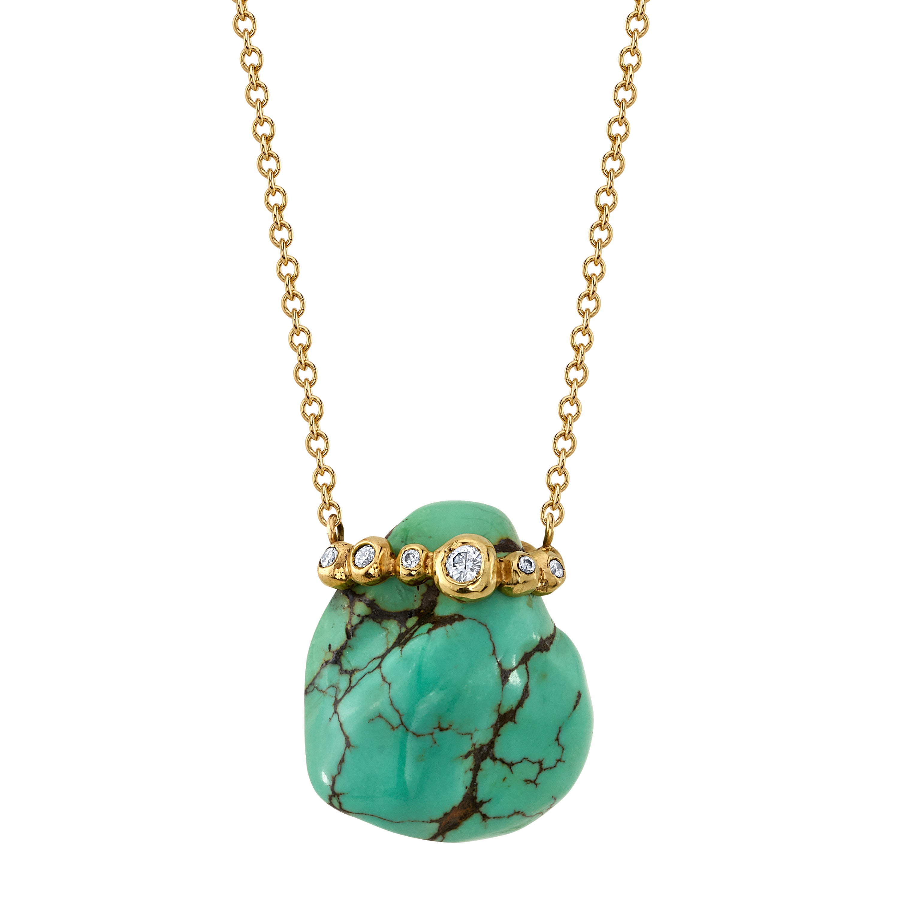 Turquoise Nugget Necklace with Diamonds Pendant Necklace Jill Hoffmeister