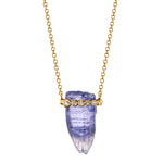 Tanzanite Crystal Necklace with Diamonds Pendant Necklace Jill Hoffmeister