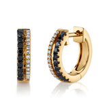 Black and White Diamond Hoop Huggie Earrings Roseark Deux Yellow Gold Pair