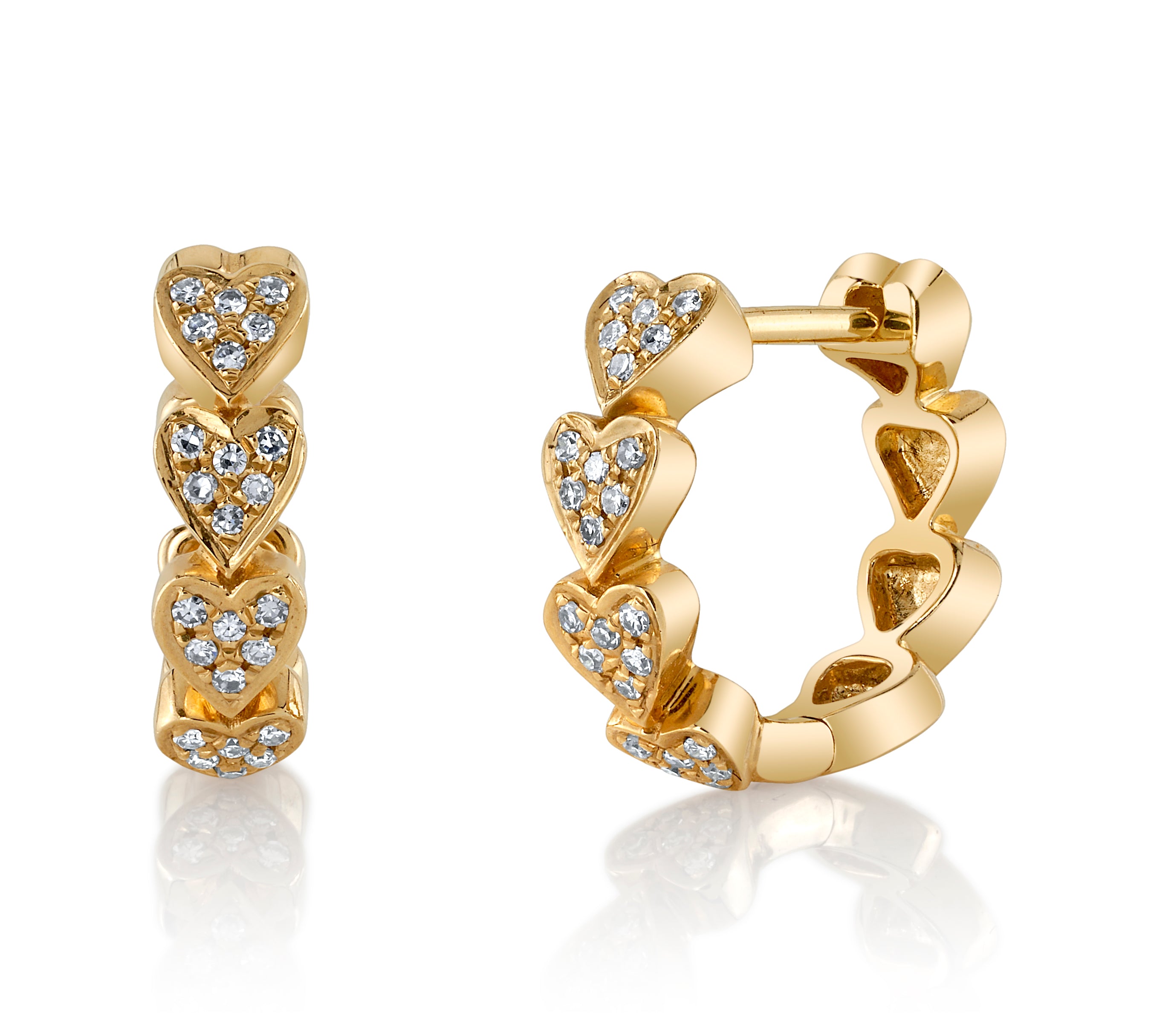 Connected Hearts Diamond Huggie Huggie Earrings Roseark Deux Pair  