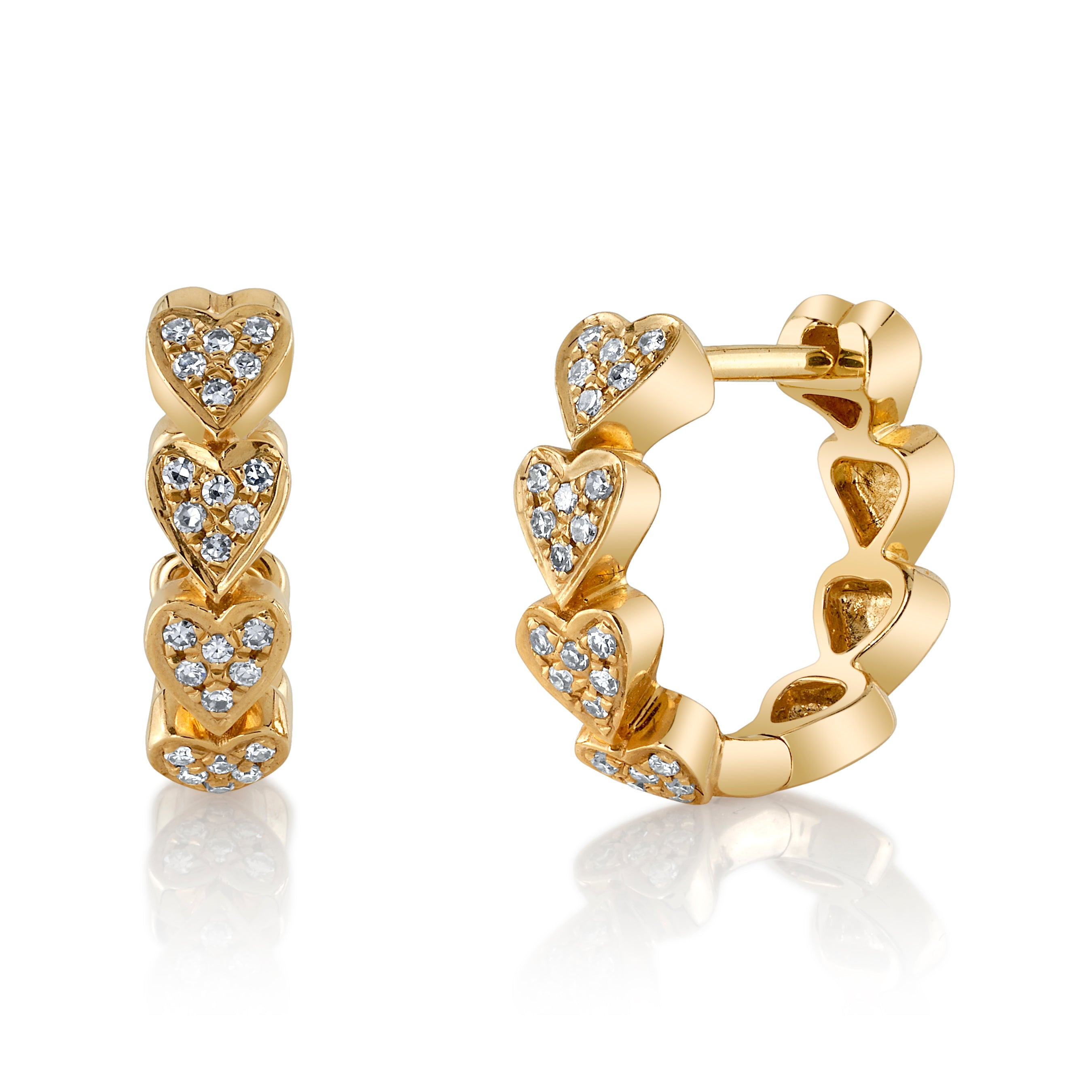 Connected Hearts Diamond Huggie Huggie Earrings Roseark Deux Pair  