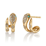 Diamond Snake Half-Huggie with Turquoise Eyes Huggie Earrings Roseark Deux Pair  