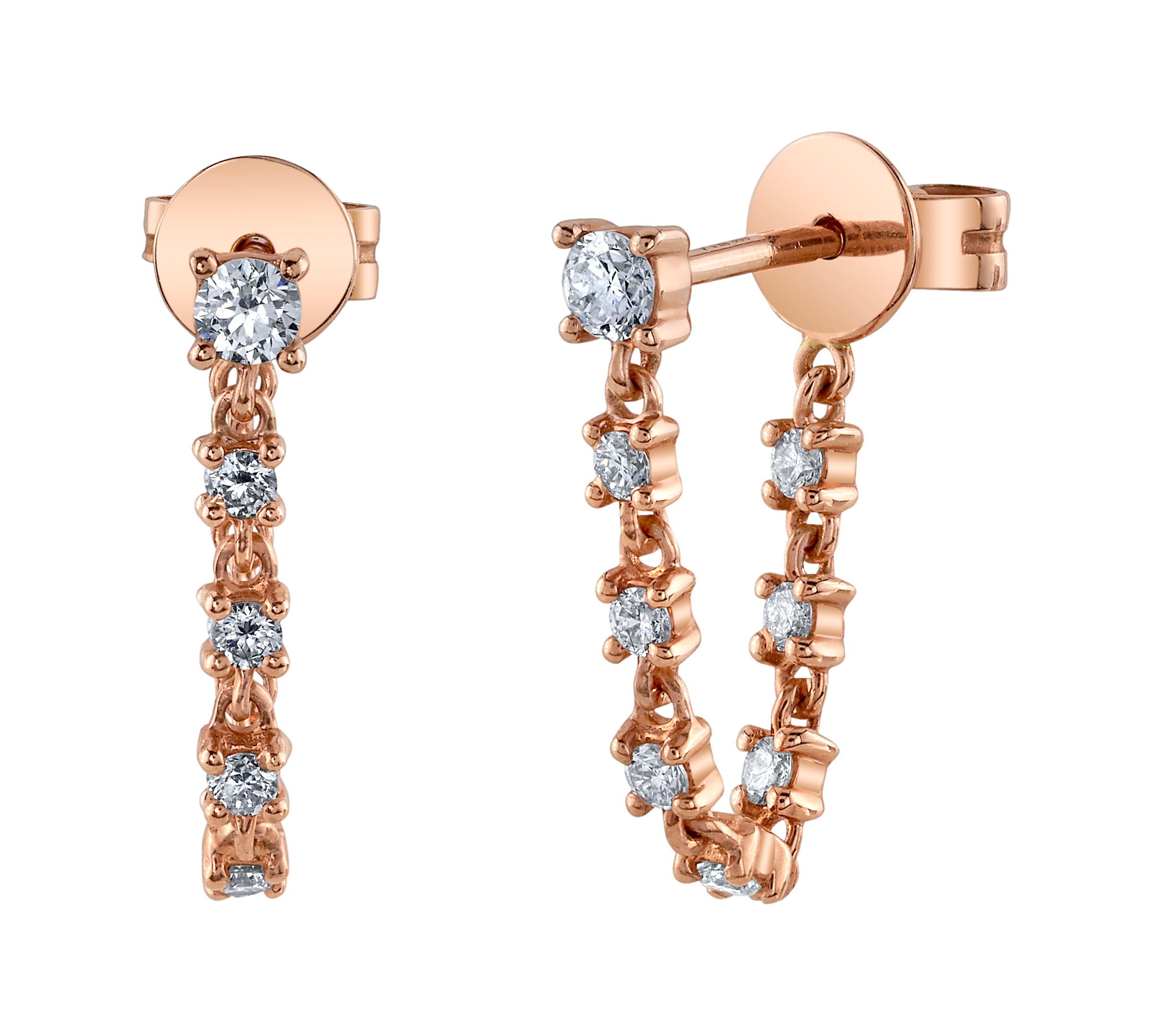 Diamond Linked Chain Drop Earring Drop Earrings Roseark Deux Pair  