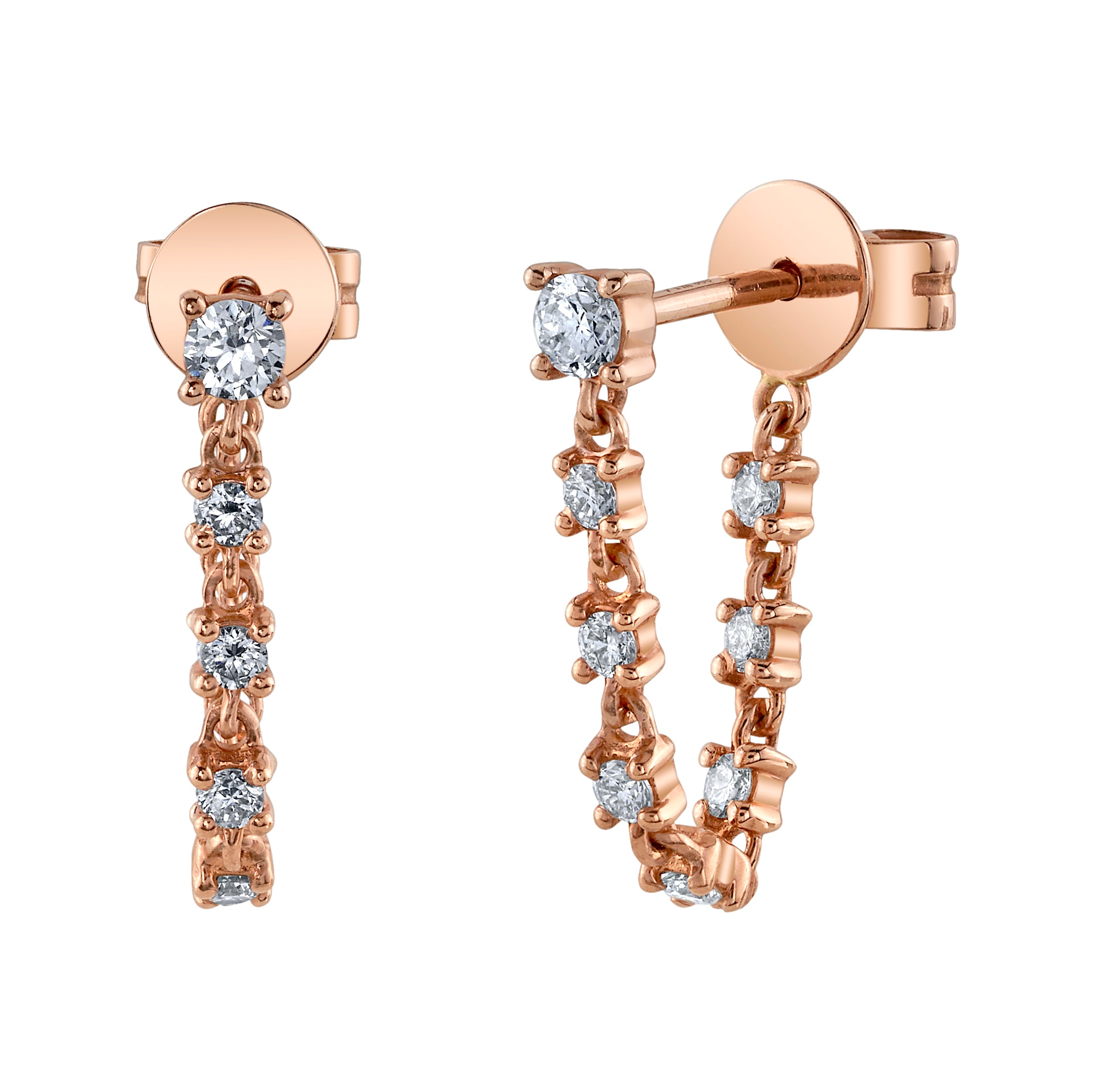 Diamond Linked Chain Drop Earring Drop Earrings Roseark Deux Pair  