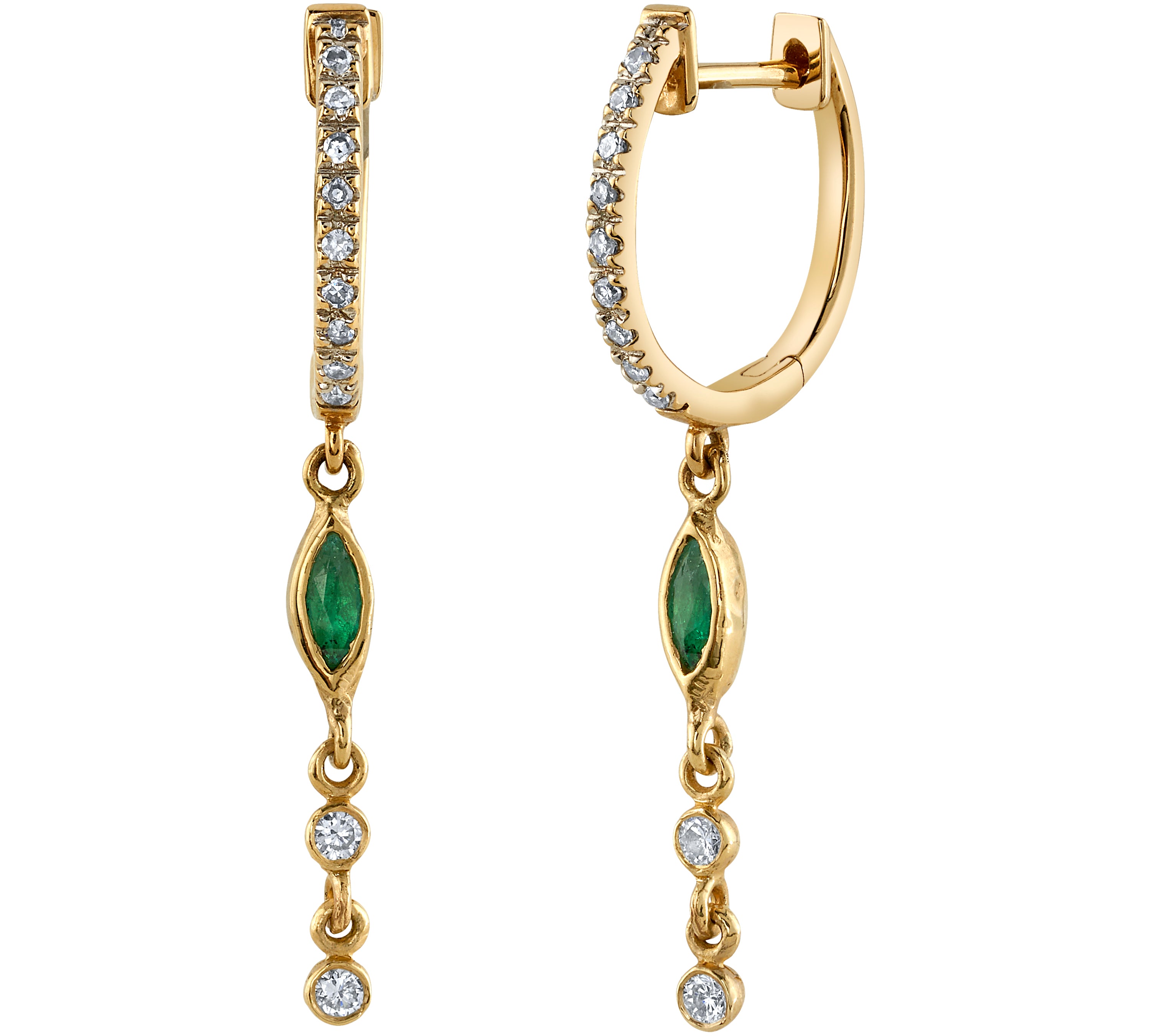 Marquise Emerald Drop Diamond Earring Drop Earrings Jaine K Designs Pair