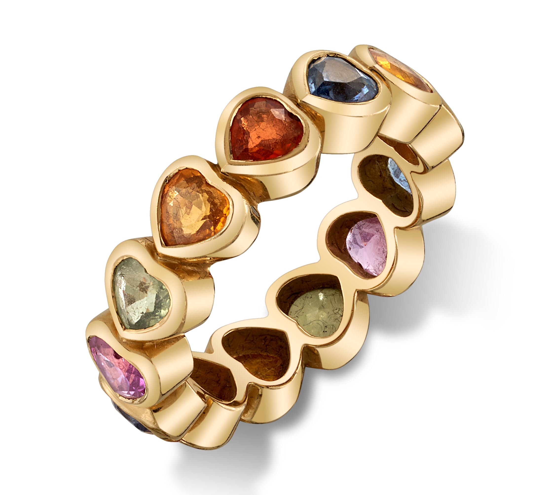 Multicolor Sapphire Heart Ring Statement Sale 6  