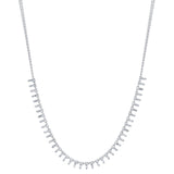 Diamond Baguette Fringe Necklace Necklace Roseark Deux White Gold