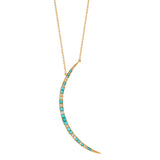Turquoise Diamond Crescent Moon Necklace Pendant Necklace Roseark Deux