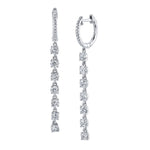 Long Diamond Drop Pave Huggie Drop Earrings Roseark Deux Pair  