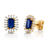 Spike Baguette Diamond Stone Earring, Pair Stud Earrings Roseark Deux Sapphire  