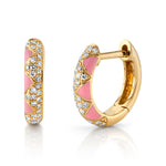Diamond Zig-Zag Enamel Hoop, Small Huggie Earrings Roseark Deux Pair