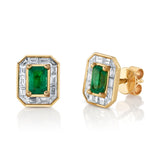 Emerald Diamond Multi-Baguette Studs, Pair Stud Earrings Roseark Deux   