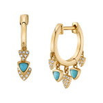 Turquoise Diamond Triangle-Fringe Hoop Hoop Earrings Roseark Deux Pair