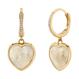 Moonstone Heart Earring Huggie Earrings Roseark Deux Pair