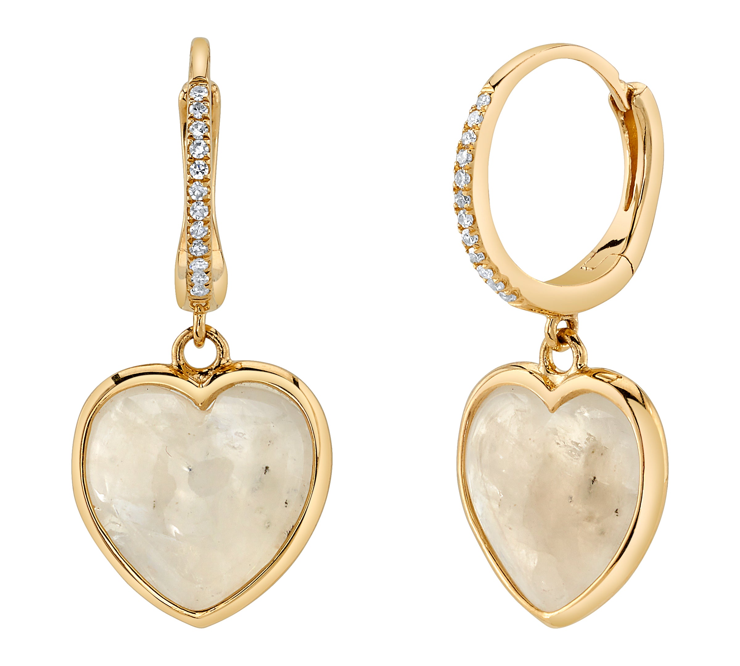 Moonstone Heart Earring Huggie Earrings Roseark Deux Pair