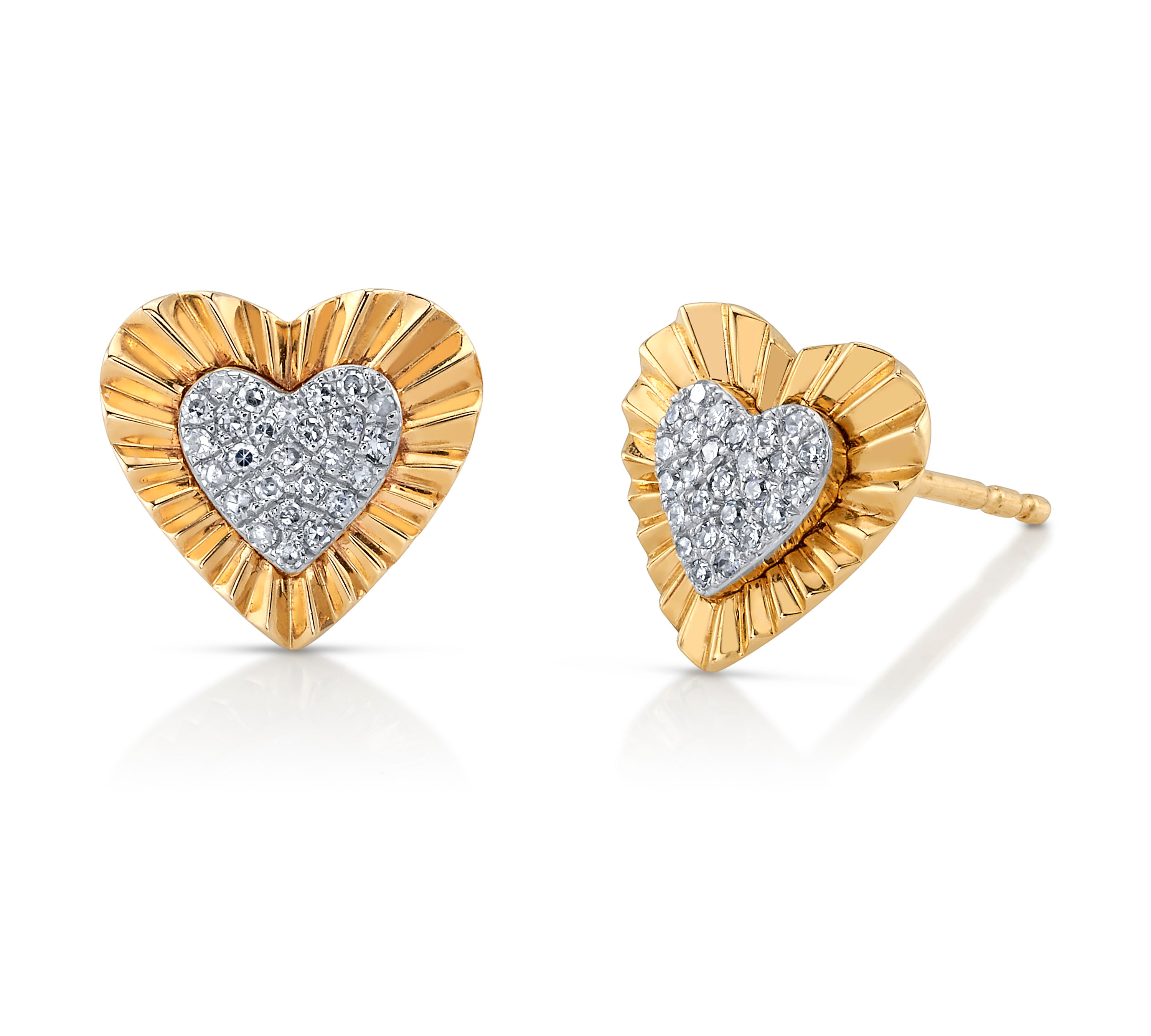 Ruffle Heart Diamond Stud Stud Earrings Roseark Deux Pair  