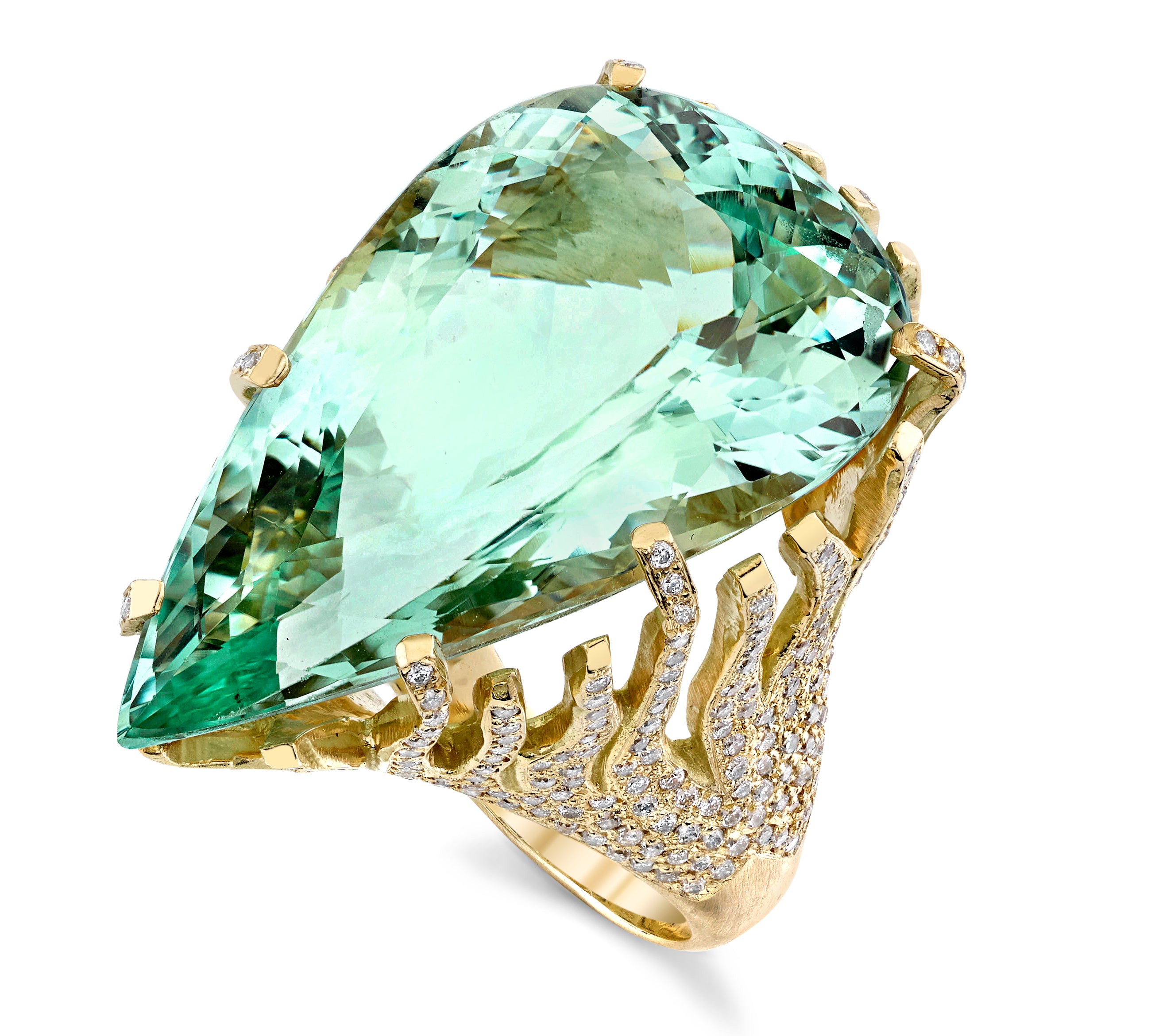 Aquamarine Diamond Coral Ring Statement Ring Karma El-Khalil