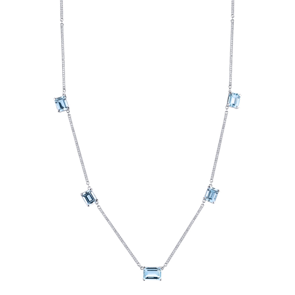 Aquamarine and Diamond Strata Necklace Necklace Karma El-Khalil   