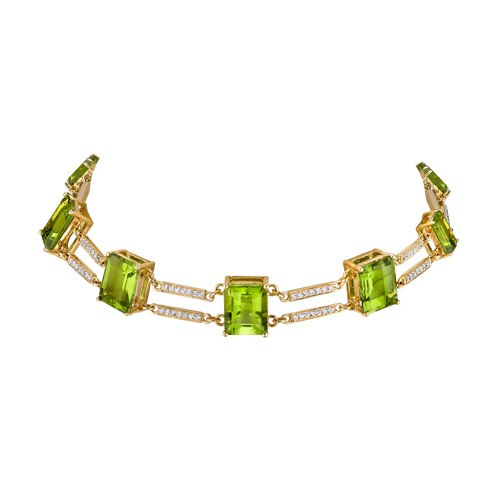 Railway Peridot Diamond Choker Choker Necklace Karma El-Khalil