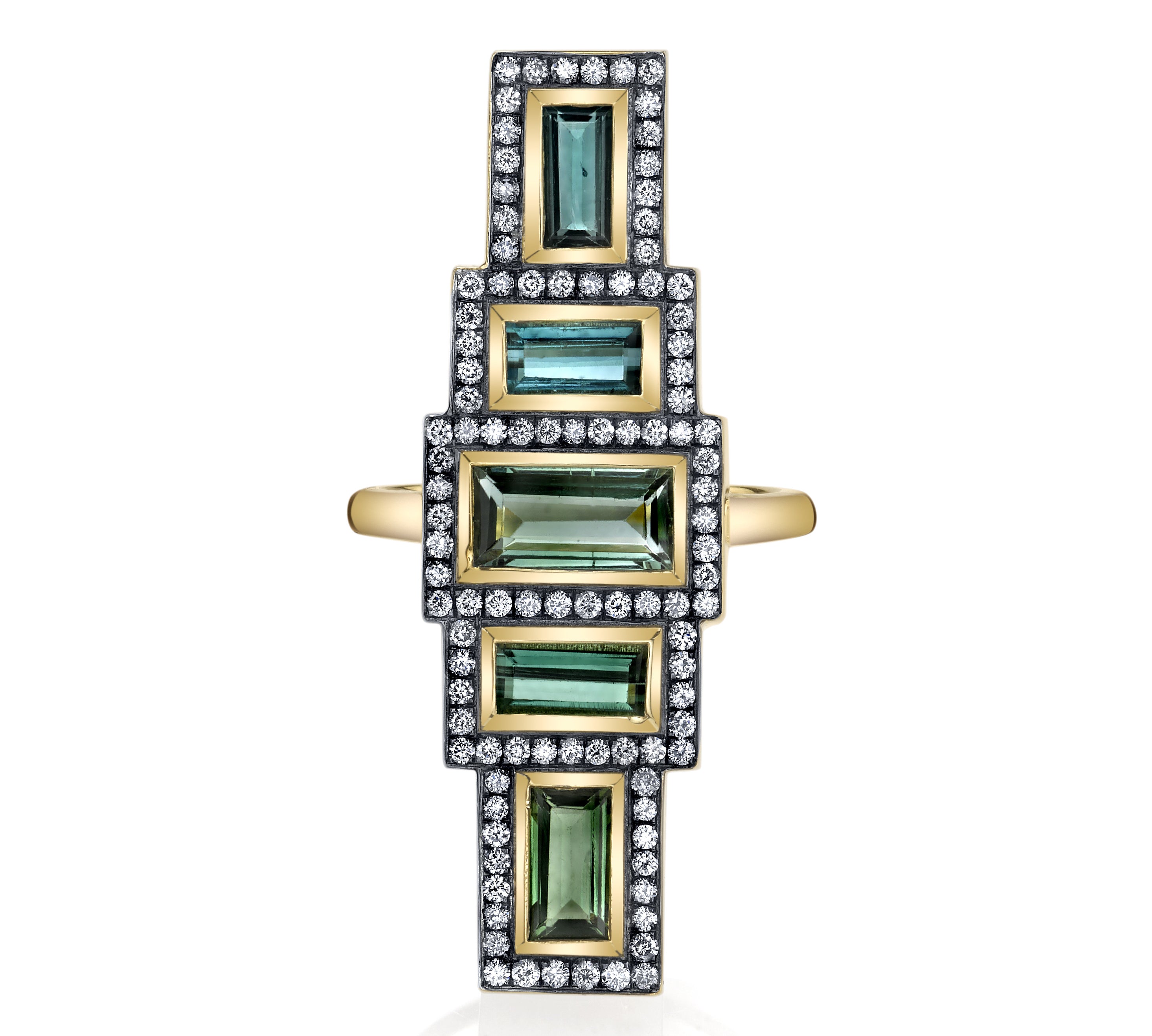 Green Tourmaline 5 Stack Ring Statement Ring Jill Hoffmeister