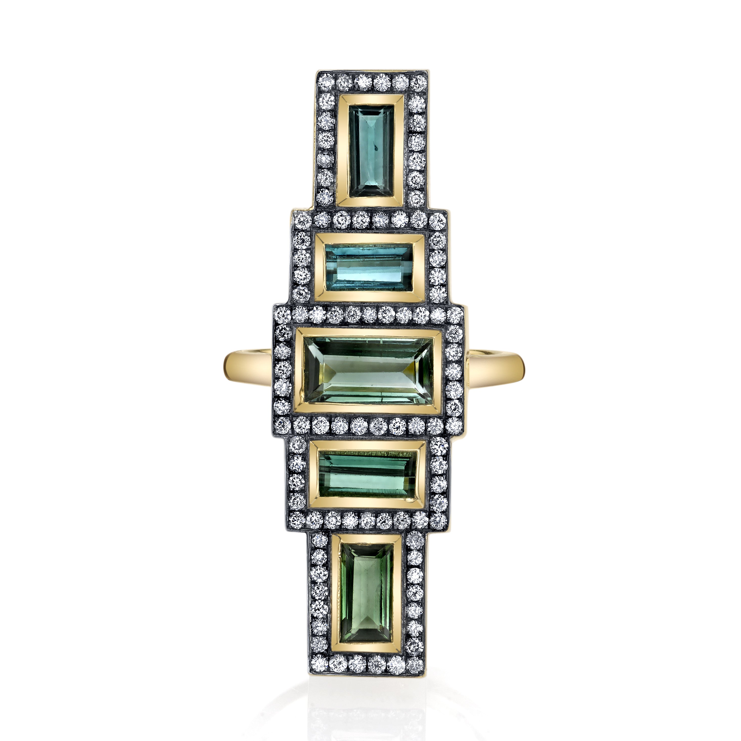Green Tourmaline 5 Stack Ring Statement Ring Jill Hoffmeister