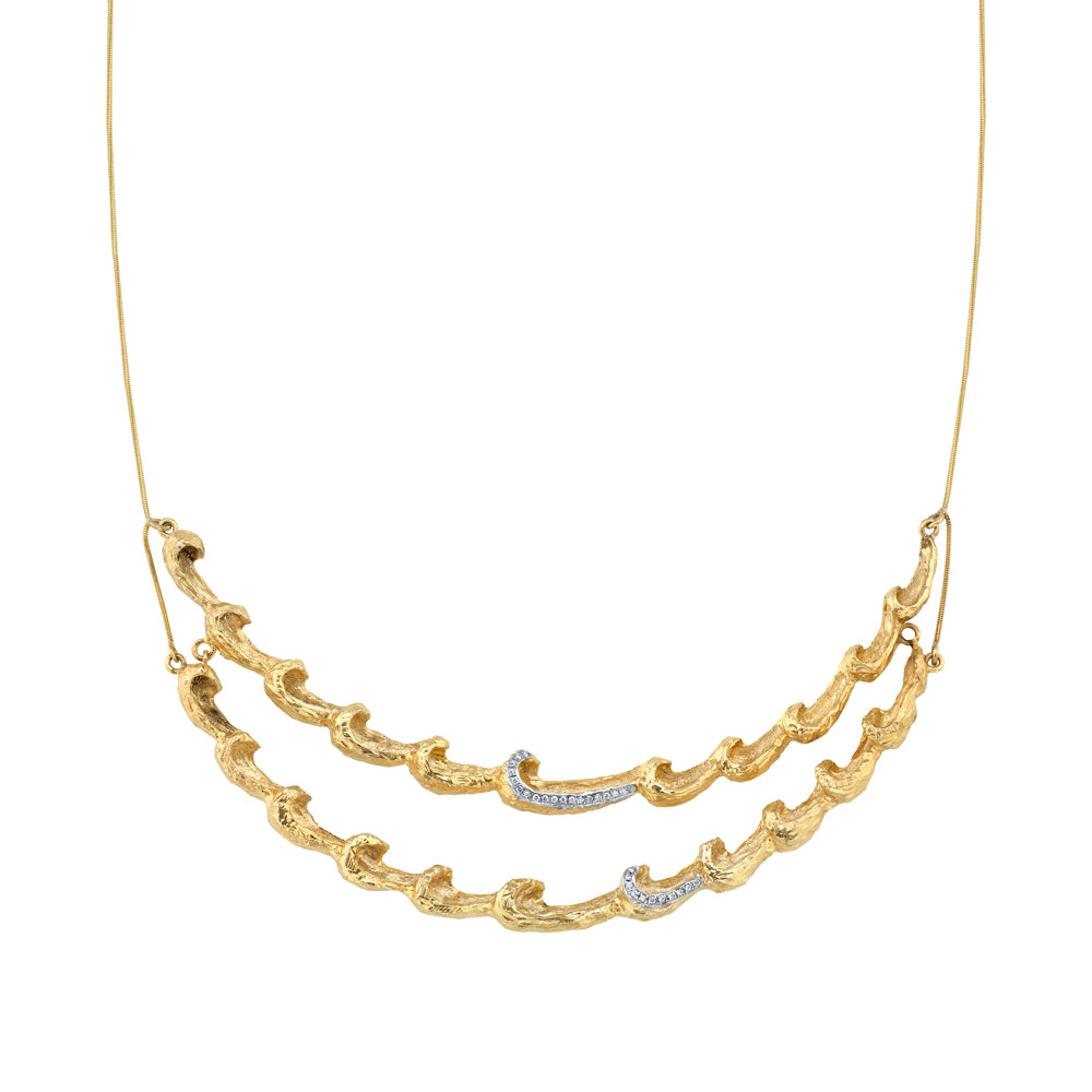 Diamond Double Wave Necklace Necklace Yakira Rona   
