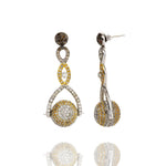 Full Pave Spinning Ball Drop Earrings Statement Earrings Carolyn Rodney Diamond center  