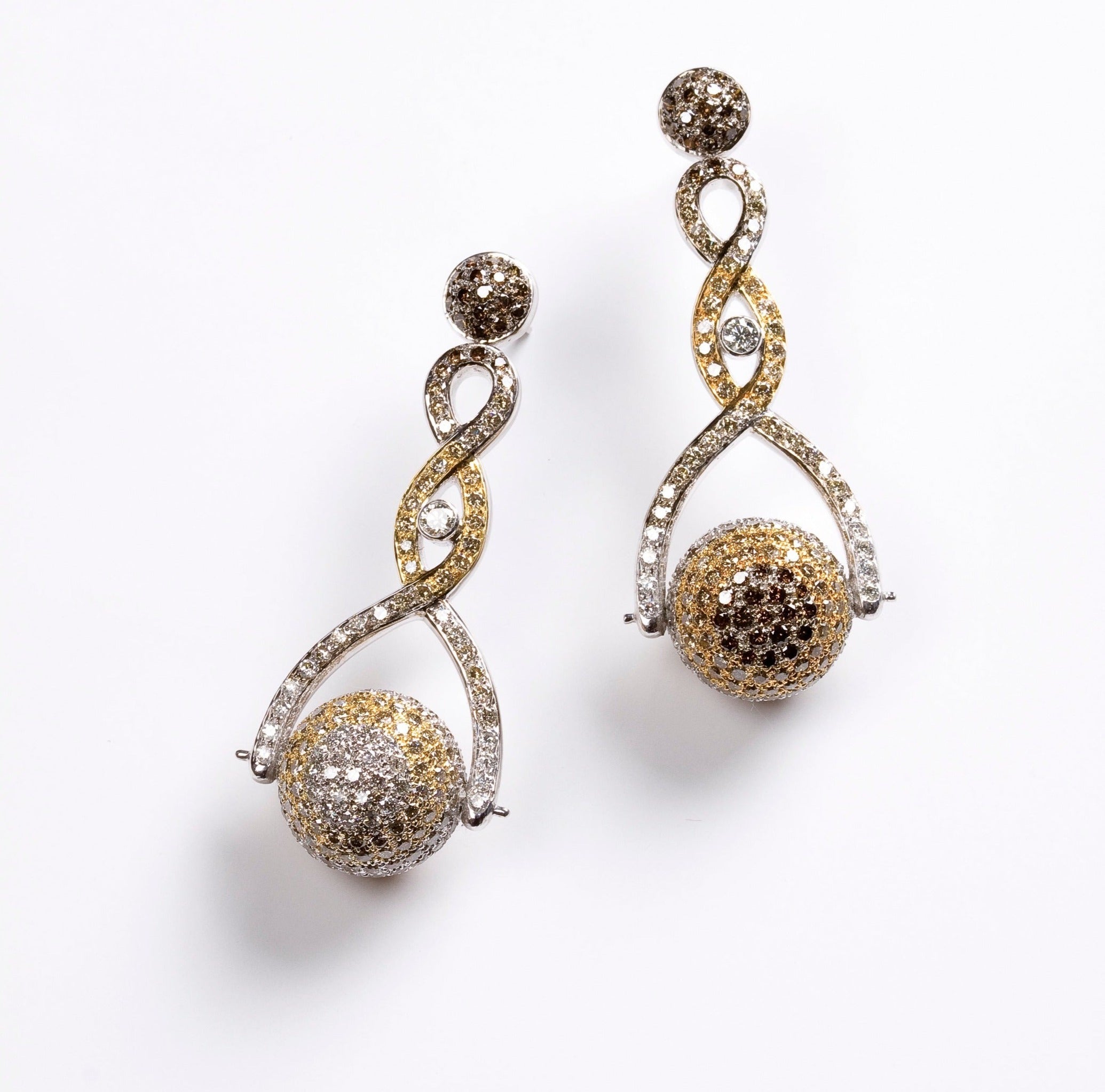 Full Pave Spinning Ball Drop Earrings Statement Earrings Carolyn Rodney   