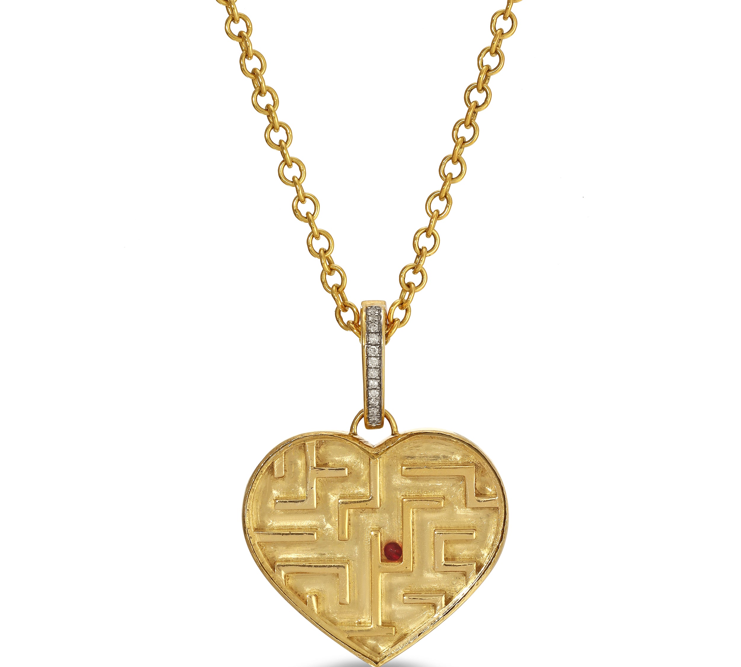 Labyrinth Heart Charm with Diamond Bale Charm Carolyn Rodney   