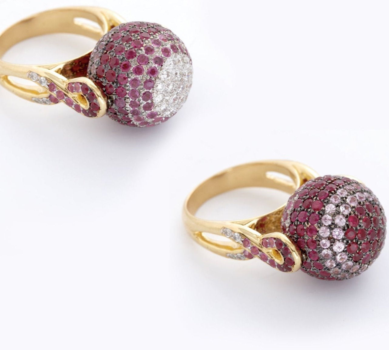 Ruby Sapphire Spinning Ball Ring Statement Ring Carolyn Rodney