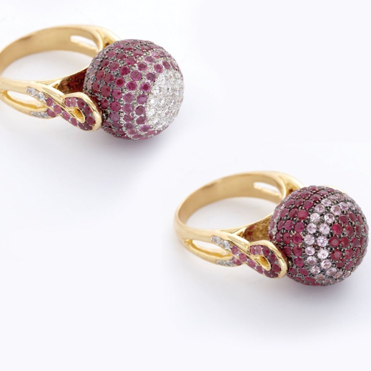 Ruby Sapphire Spinning Ball Ring Statement Ring Carolyn Rodney