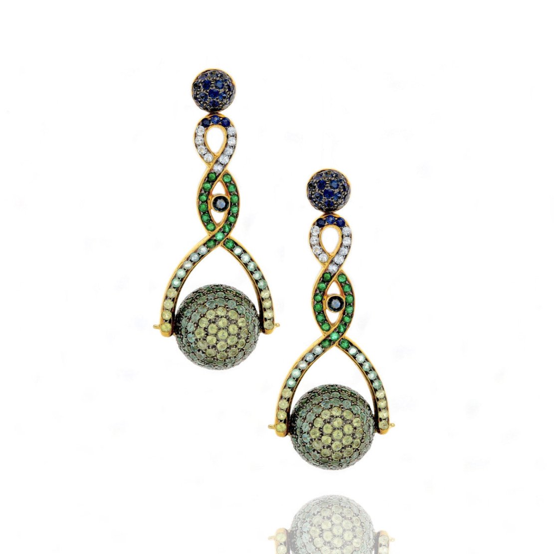 Full Pave Spinning Ball Drop Earrings Statement Earrings Carolyn Rodney   