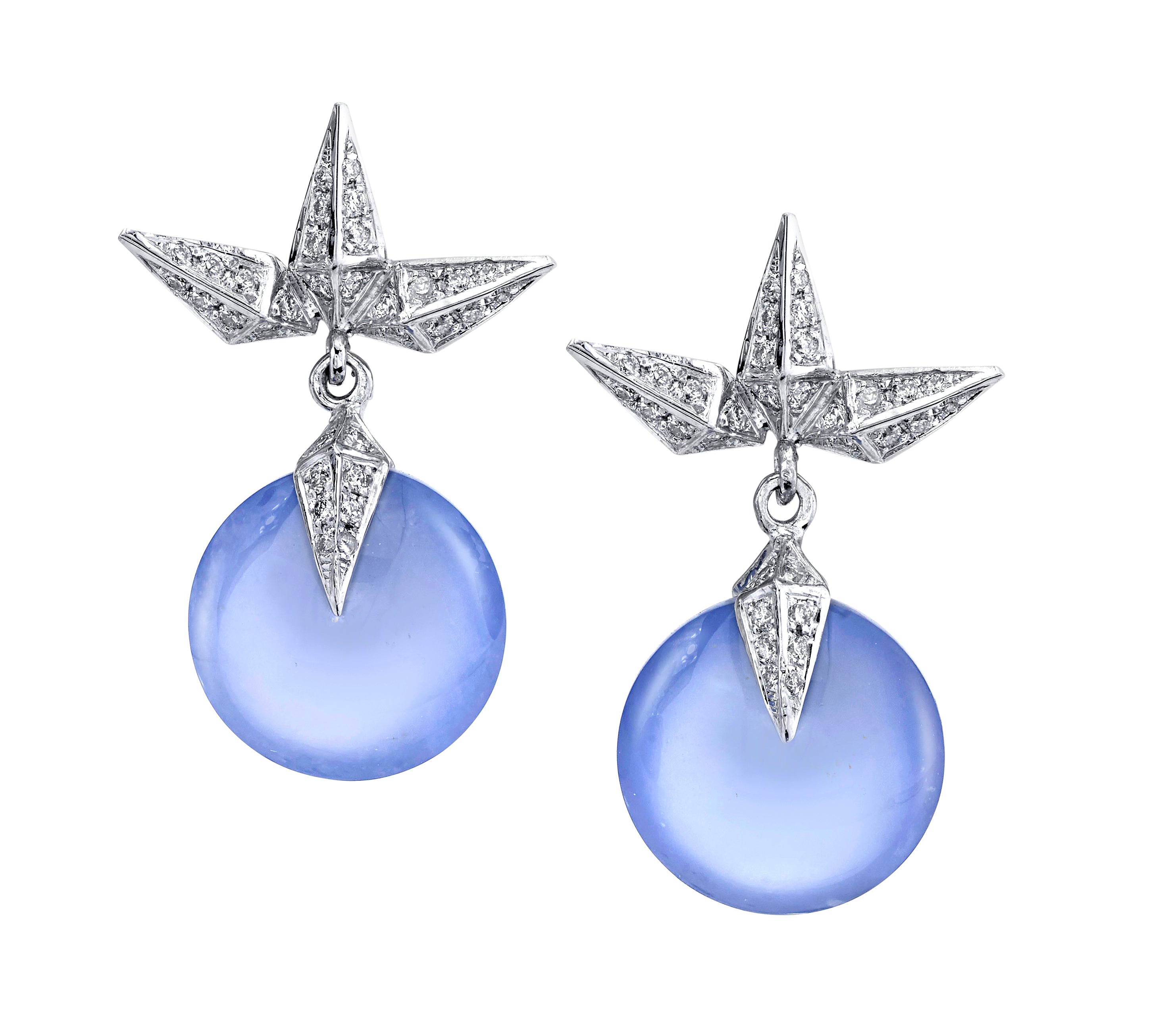 Blue Chalcedony Star Earrings Drop Earrings Karma El-Khalil