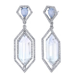 Chalcedony Moonstone Hexagon Earrings Statement Earrings Karma El-Khalil