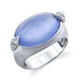 Blue Chalcedony Ring with Diamonds Statement Ring Karma El-Khalil 6