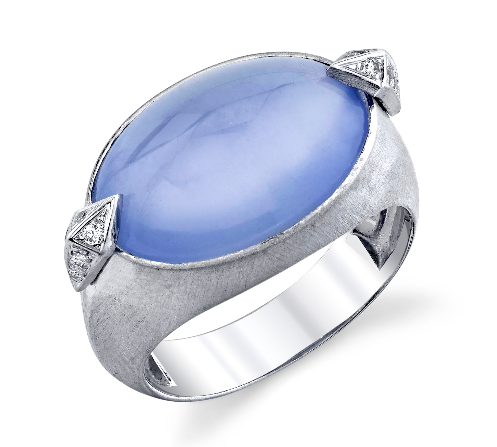 Blue Chalcedony Ring with Diamonds Statement Ring Karma El-Khalil 6