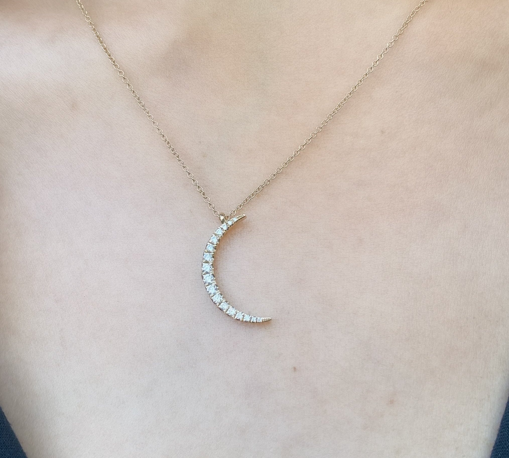 Diamond Crescent Pendant Necklace Pendant Necklace Roseark Deux