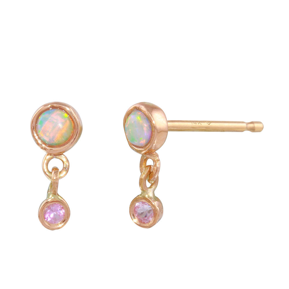Double Dangle Opal Sapphire Earring Drop Earrings Jaine K Designs Pair