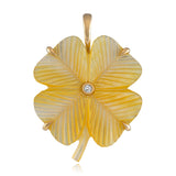 Clover Pendant with Diamond Pendant Maura Green Golden Mother of Pearl