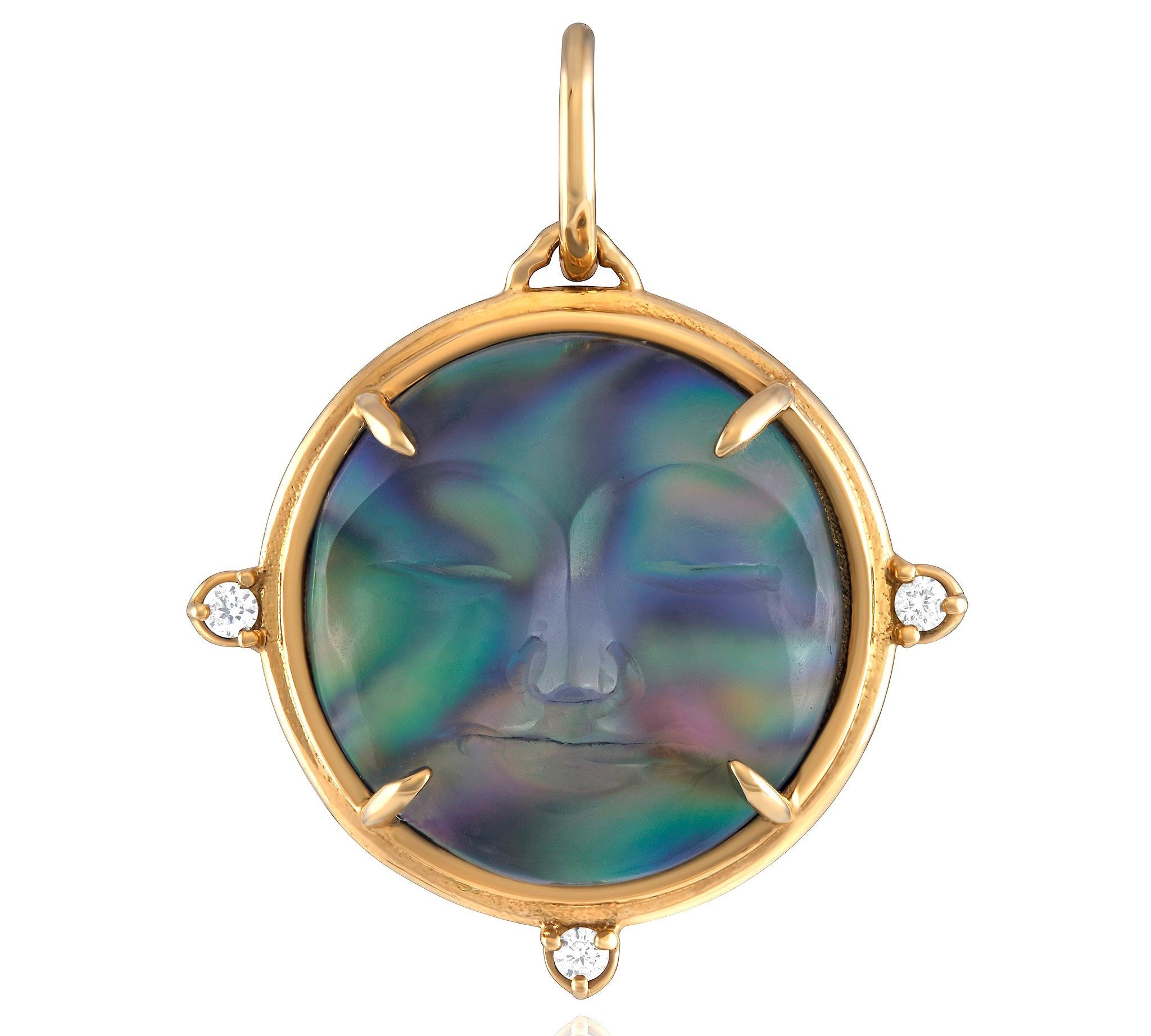 Luminescent Moon Face Charm Charm Maura Green   