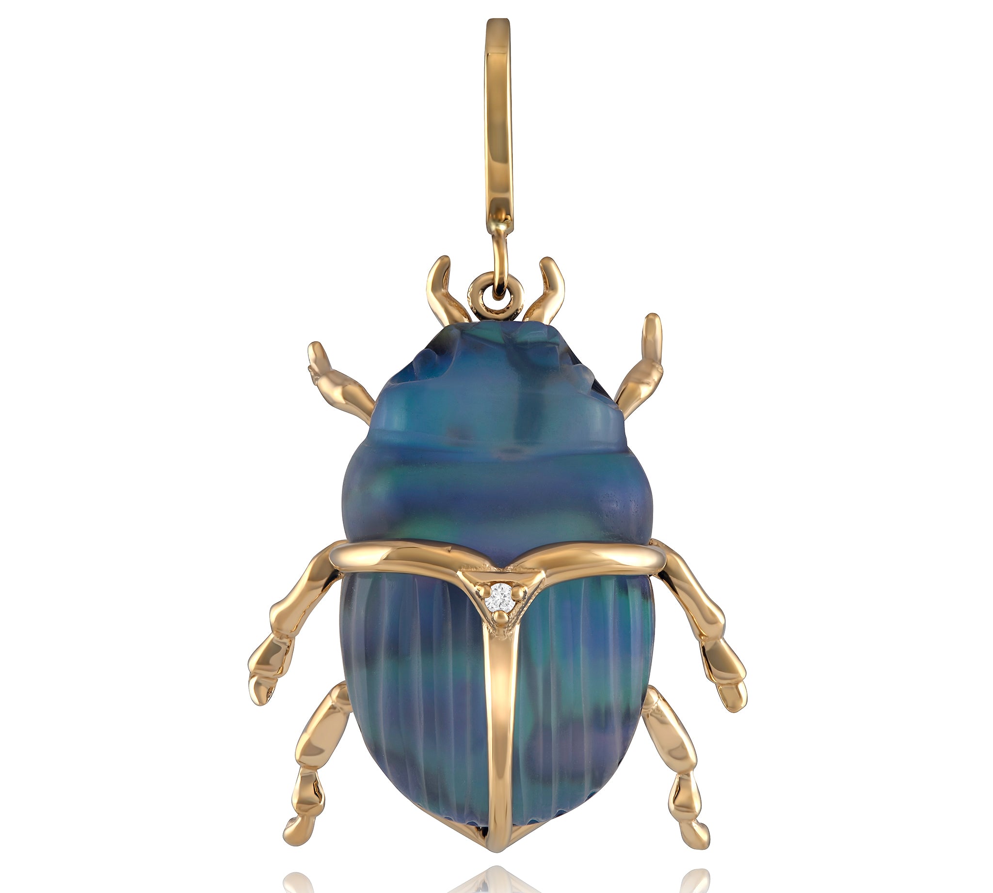 Luminescent Scarab Beetle Charm with Diamond Charm Maura Green   