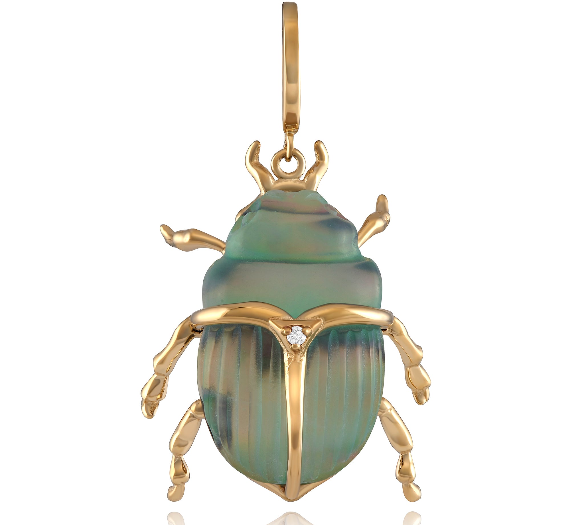 Luminescent Scarab Beetle Charm with Diamond Charm Maura Green   