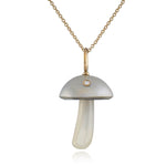 White Pearl Mushroom Charm with Diamond Charm Maura Green   